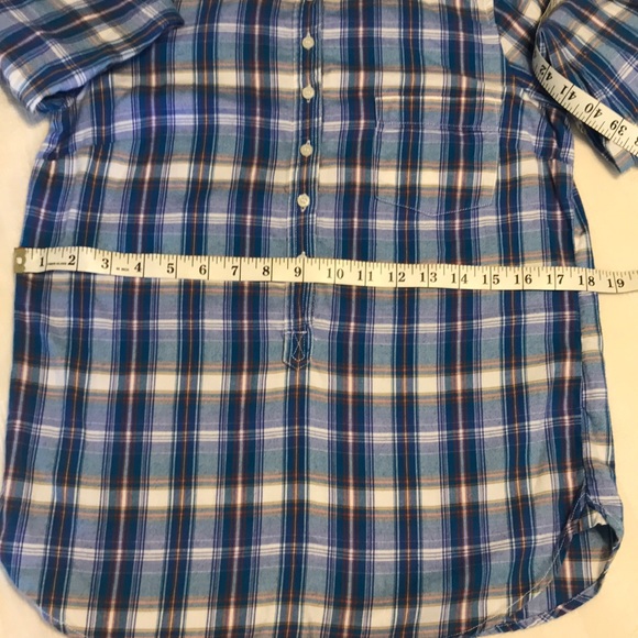 Ladies J. Crew Blue Plaid Long Sleeve Top - Picture 8 of 8